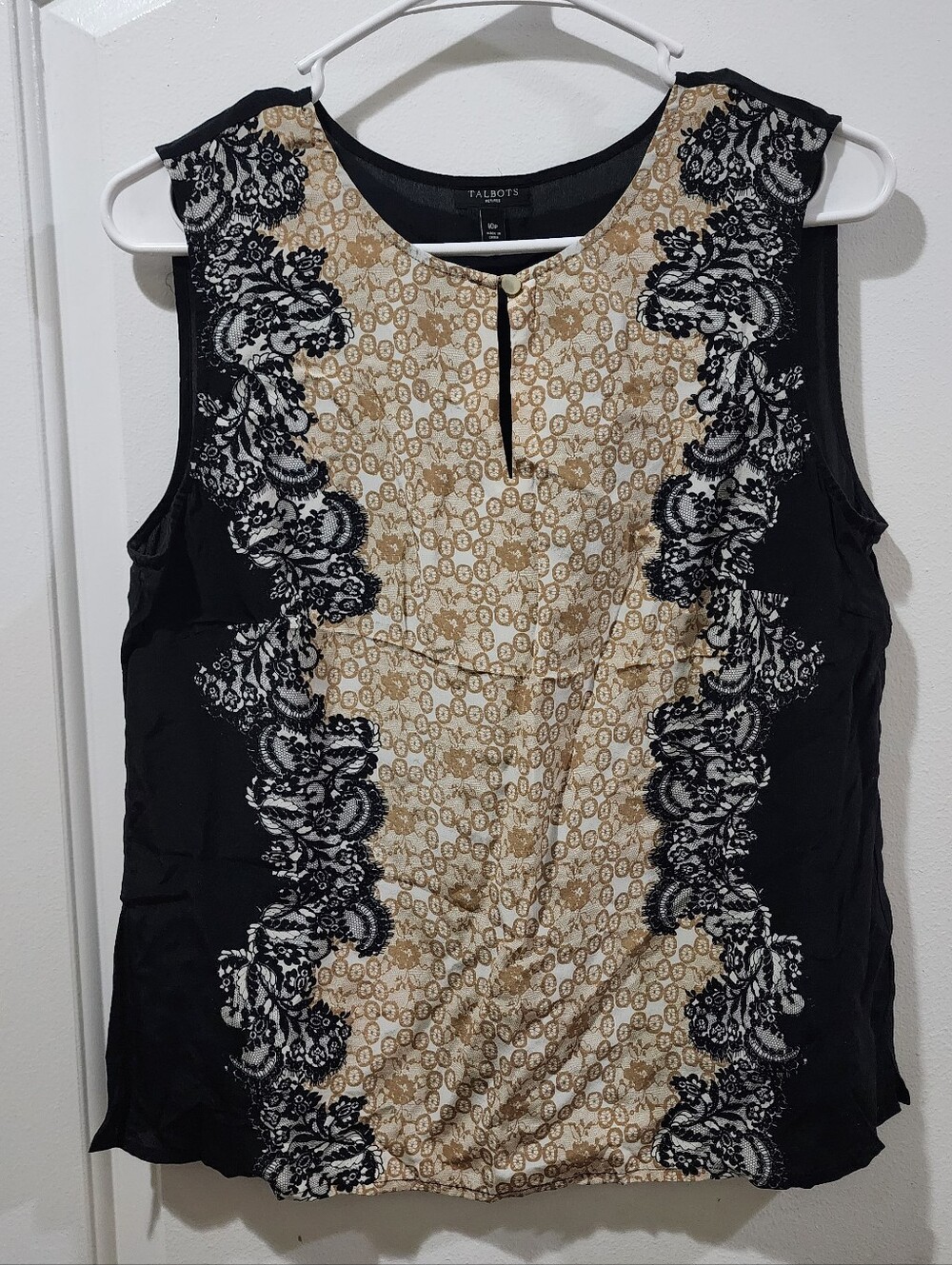 Talbots Women's Petite Scoop Neck Silk Sleeveless Pullover Blouse Top Size 10P